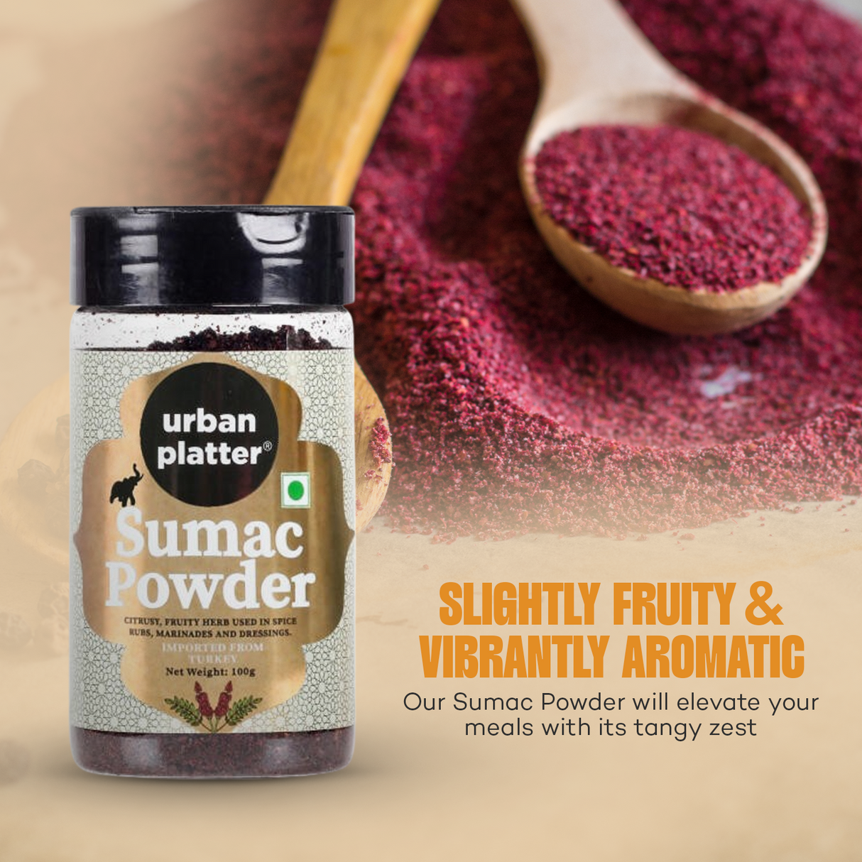 Urban Platter Sumac Powder, (Versatile Spice | Citrusy and Fruity | Perfect for Dry Rub and Seasoning | Imported from Turkey)