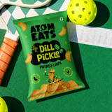 Atom eats Dill Pickle Potato Chips, 60g (Crispy Potato Chips, Tangy Dill Pickle Flavor, Bold & Crunchy Snack)