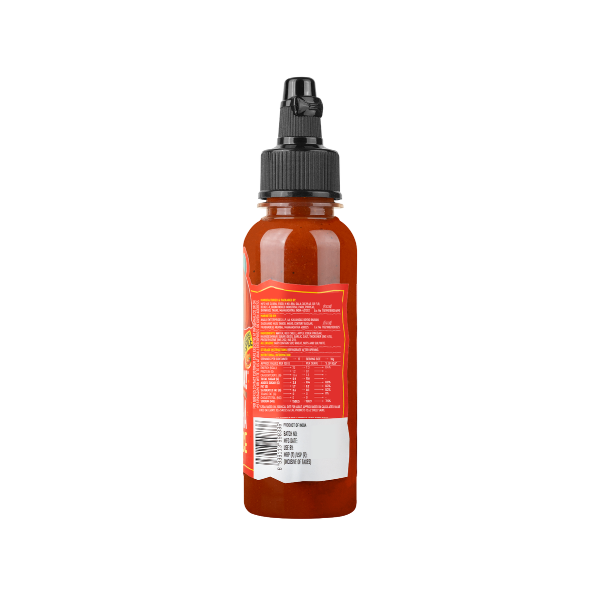 Naga Chilli Sriracha Sauce, 170g (Made of Smoky, Tangy and Spicy Flavour , NO MSG, No Oil, Vegan)