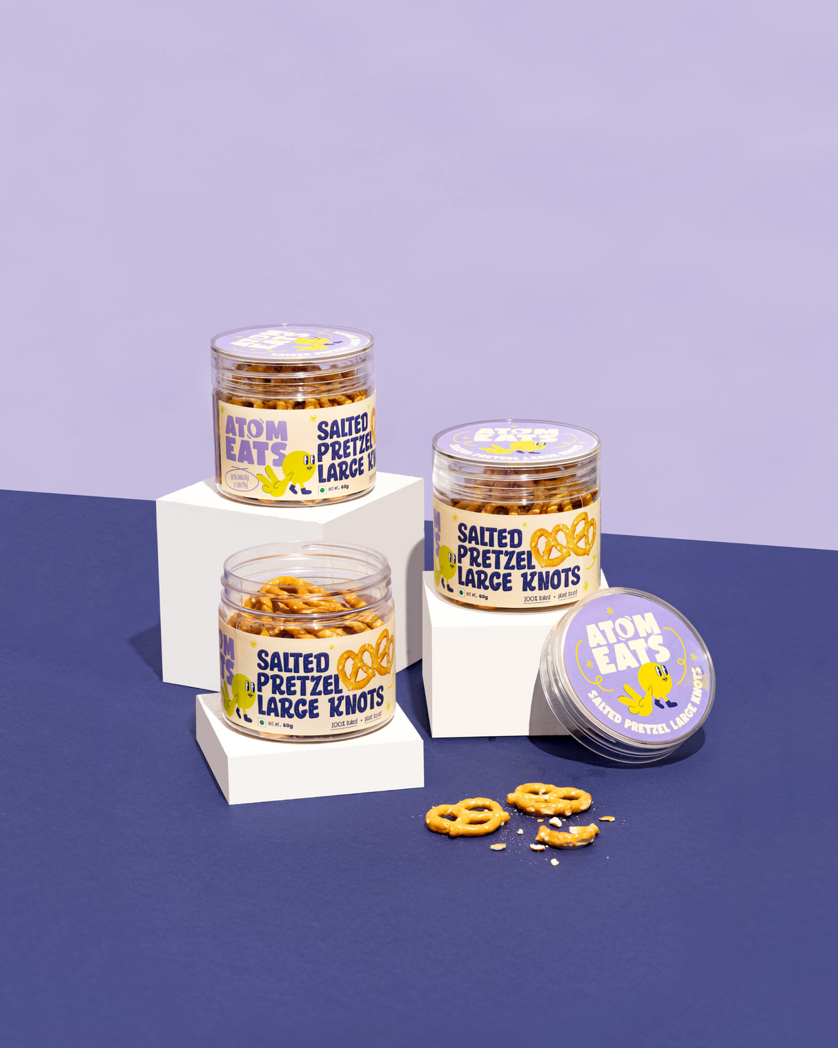 Atom Eats Salted Large Pretzel Knots, 60g