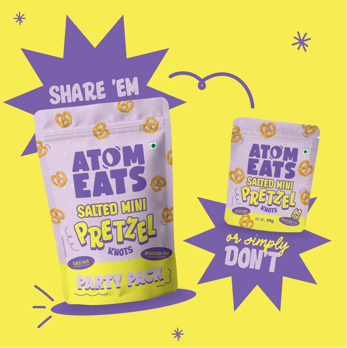 Salted Pretzel Mini Knots Party Pack,200g (Baked Crunchy Snack, Classic Salted Pretzel,| On-the-Go Snack)