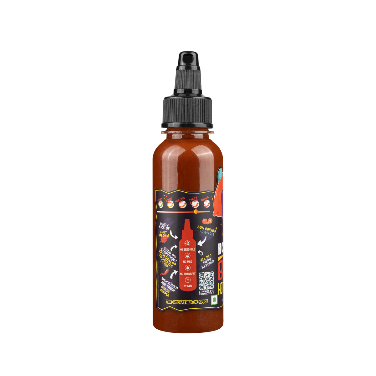Bhut Hot Ketchup, 170g (Made with Global Flavours & Desi Spice, NO MSG, Made with Bhut Jalokia, Smoky, Bold, Tangy, All in 1, Flavourful, )