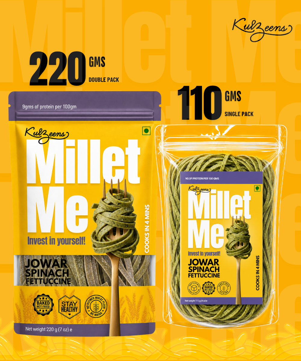 Millet Me Jowar Spinach Fettucine, 220g (Wholesome and Comforting Pasta Alternative)