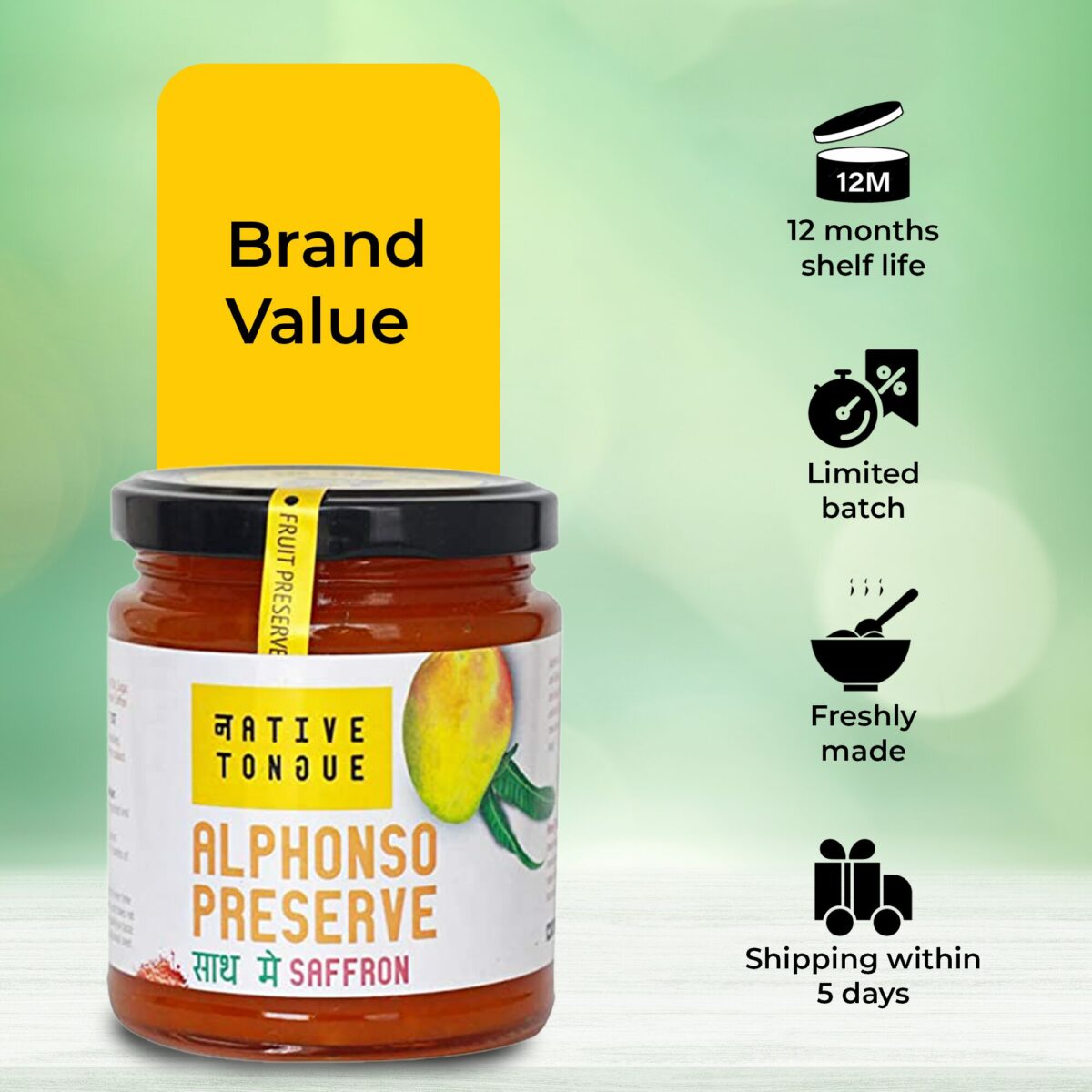 Native Tongue Alphonso Preserve with Saffron, 210g