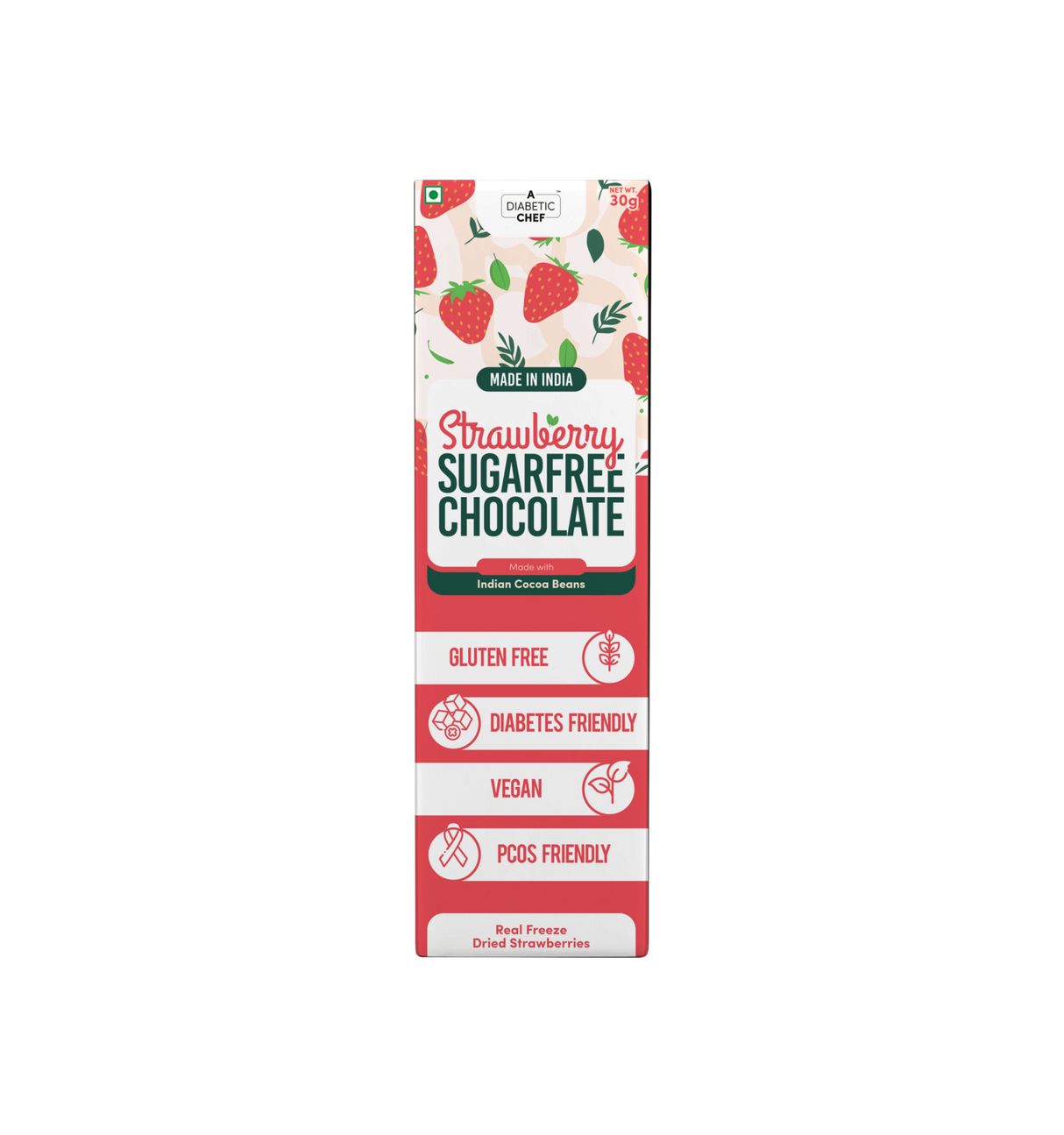 A Diabetic Chef Strawberry Sugar-free Chocolate Vegan, 30g