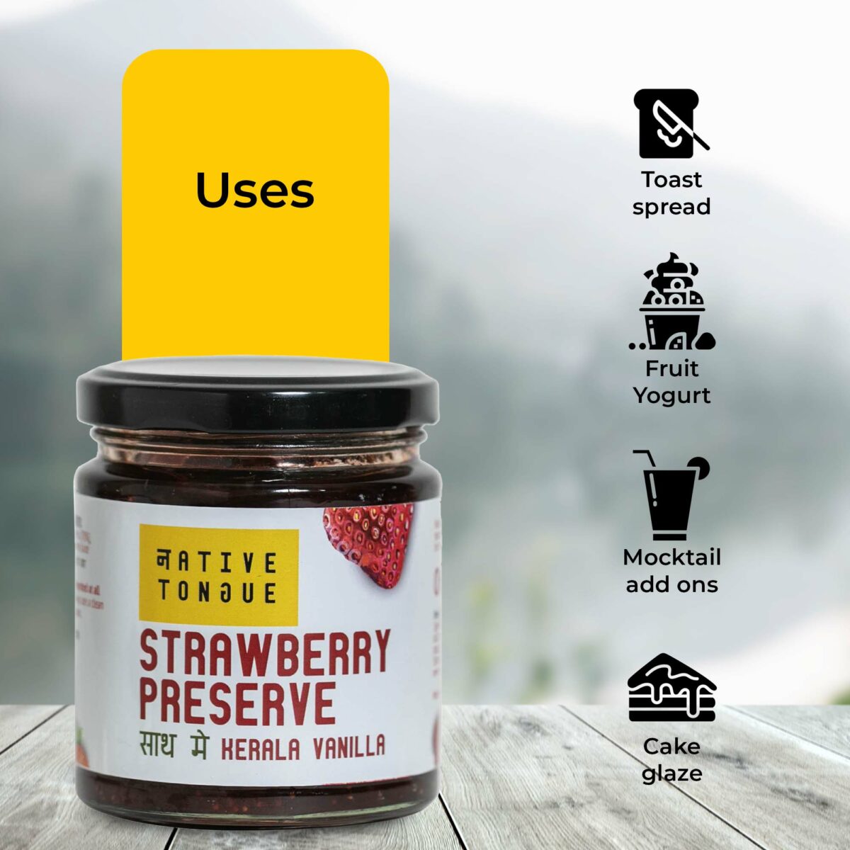 Native Tongue Strawberry Preserve with Kerala Vanilla, 200g