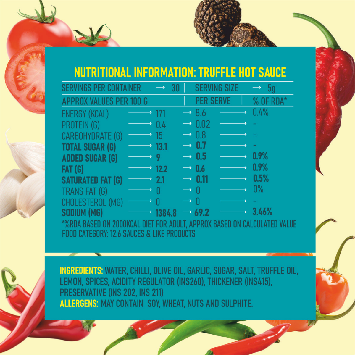 Truffle Spicy Hot Sauce, 170g (Made with Olive Oil, NO MSG, Perfect Blend of Umami & Spice)