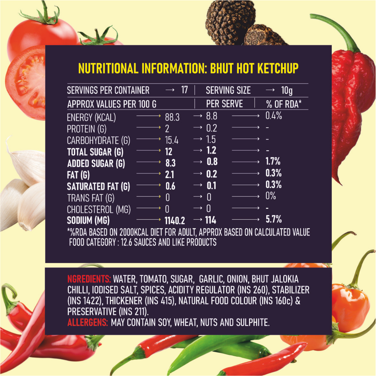 Bhut Hot Ketchup, 170g (Made with Global Flavours & Desi Spice, NO MSG, Made with Bhut Jalokia, Smoky, Bold, Tangy, All in 1, Flavourful, )