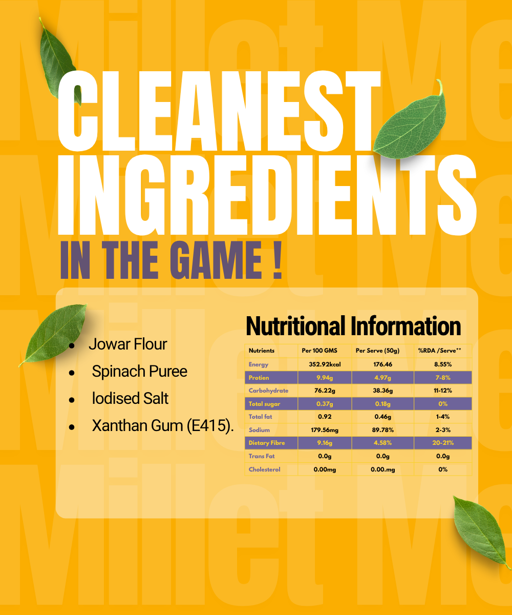 Millet Me Jowar Spinach Fettucine, 220g (Wholesome and Comforting Pasta Alternative)