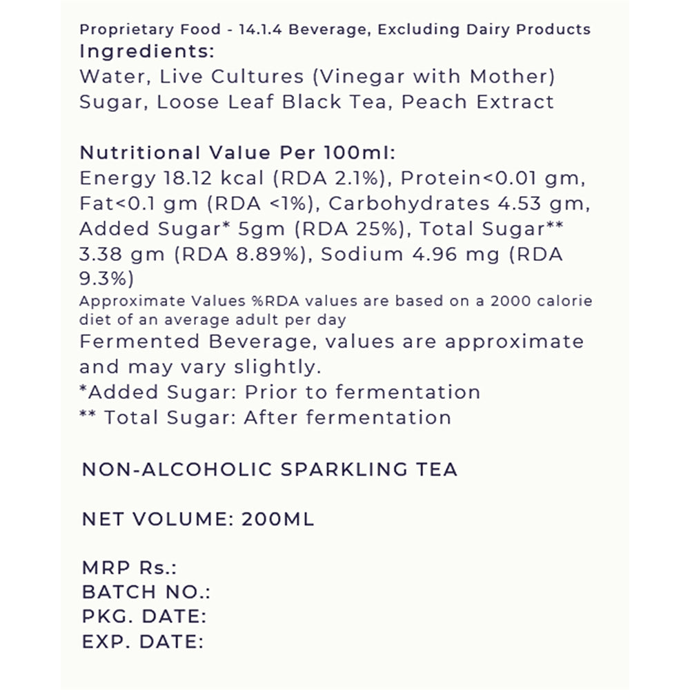 Peach Kombucha, 200ml