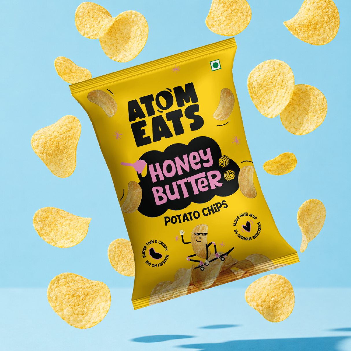 Atom Eats Honey Butter Potato Chips, 60g (Crispy Potato Chips, Sweet & Savoury Honey Butter Flavor, Rich & Crunchy Snack)