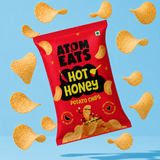 Atom Eats Hot Honey Potato Chips, 60g (Crispy Potato Chips, Sweet & Spicy Honey Chilli Flavor, Bold Crunchy Snack)