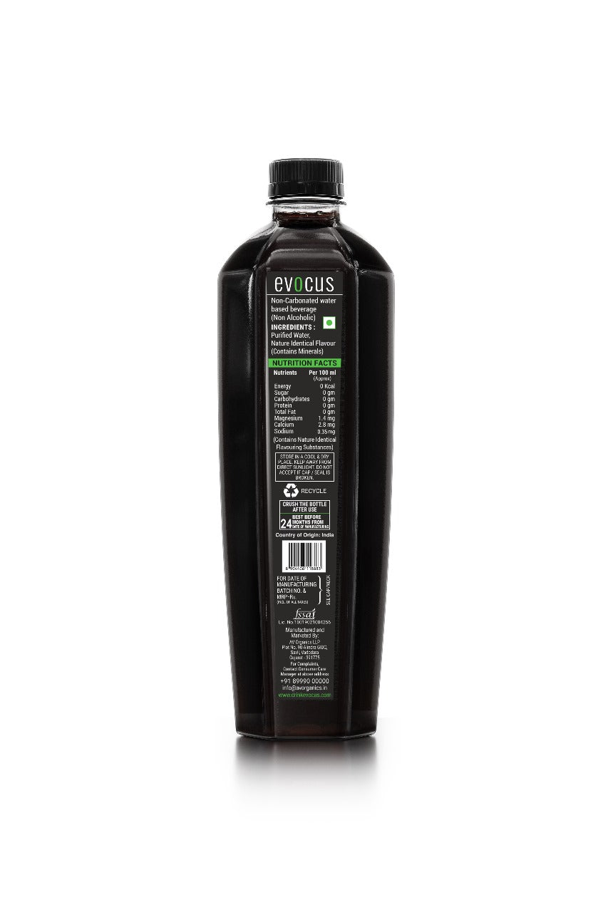 Back View of Evocus Black Water Bottle