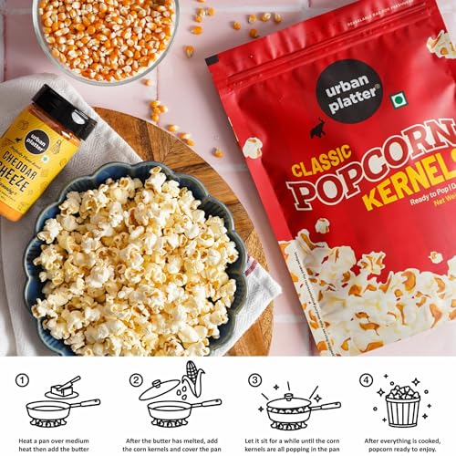 Urban Platter Popcorn Kernels, (Ready to Pop, Makes delicious and crunchy pop corn, Enjoy with our Range of seasonings, Product of India, Ready to pop Butterfly Popcorn)