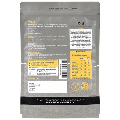 USA Chickpeas Flour, 1Kg (High in Fiber & Protein, Ideal for Baking, Gluten-free)