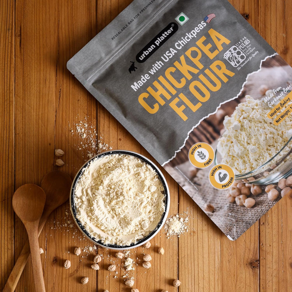 USA Chickpeas Flour, 1Kg (High in Fiber & Protein, Ideal for Baking, Gluten-free)