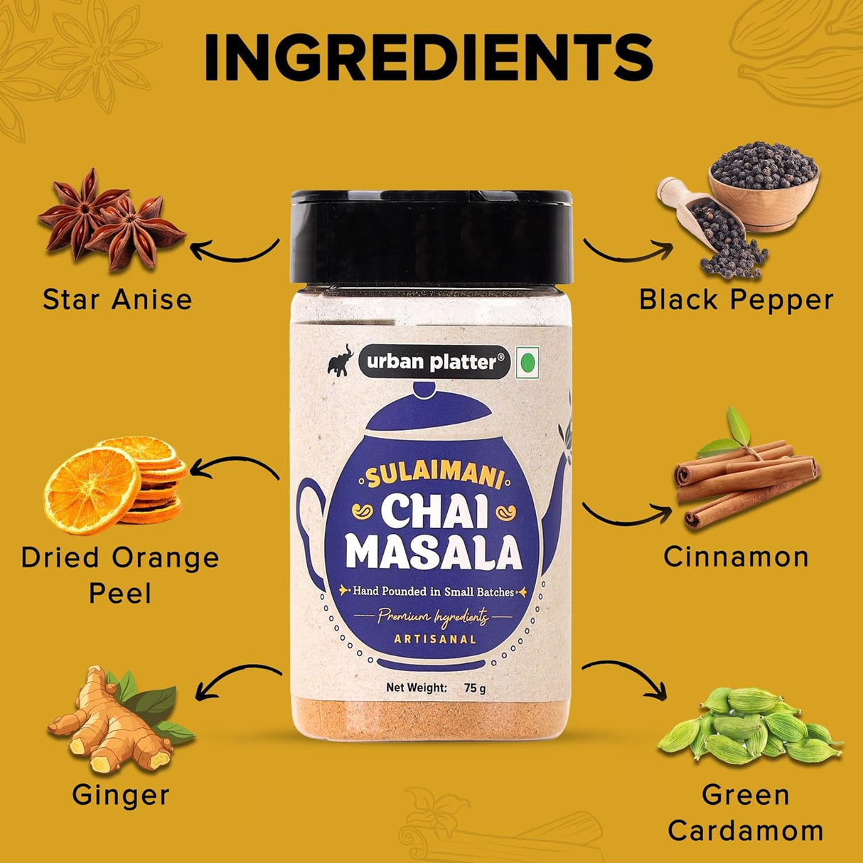 Sulaimani Chai Masala, 75g (Artisanal Tea Spice, Hand Pounded, Strong Flavour & Aroma)