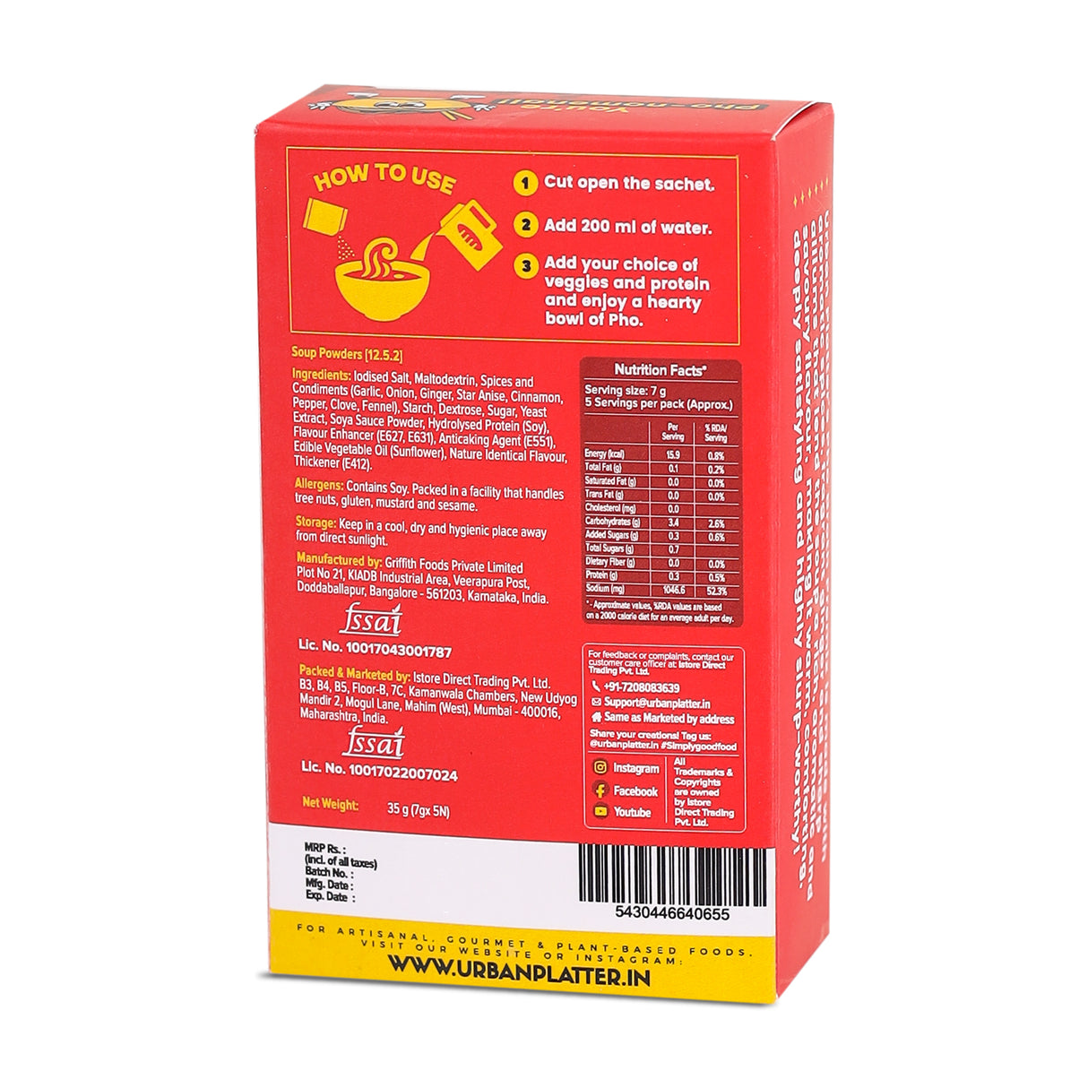 Urban Platter Pho Broth Premix, 35g (7gx 5N) [Vietnamese style noodle soup, Aromatic, Quick & Convenient]