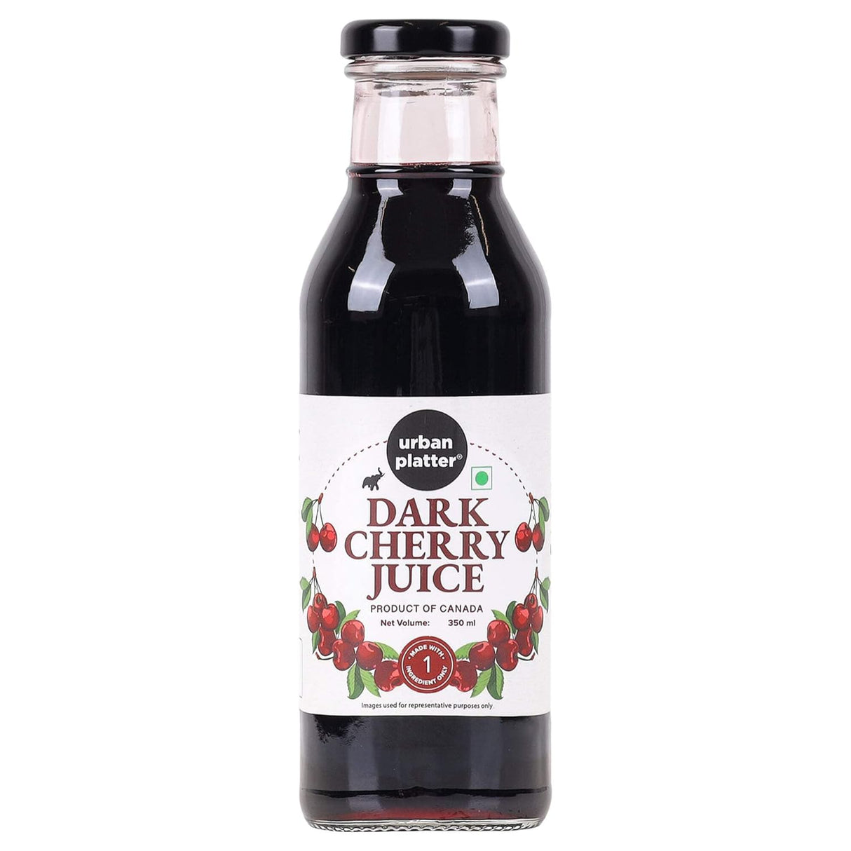 Urban Platter Pure Canadian Dark Cherry Juice, 350ml (Unsweetened | Supports Sleep, Recovery, Joint Health | Antioxidant Powerhouse | Preservative-Free)