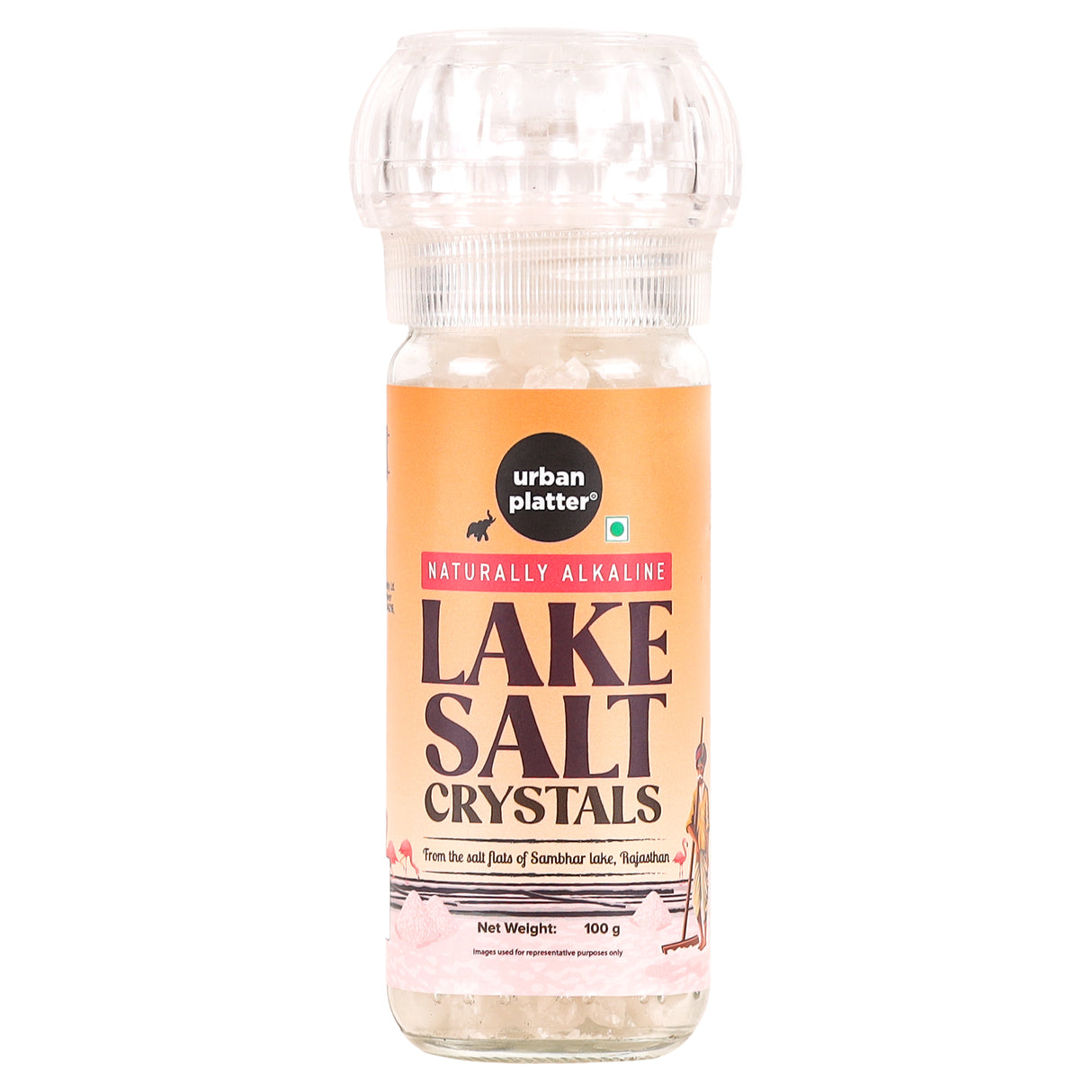 Urban Platter Lake Salt Crystals, 100g [Sourced from Sambhar Lake, Unrefined, Naturally Alkaline]