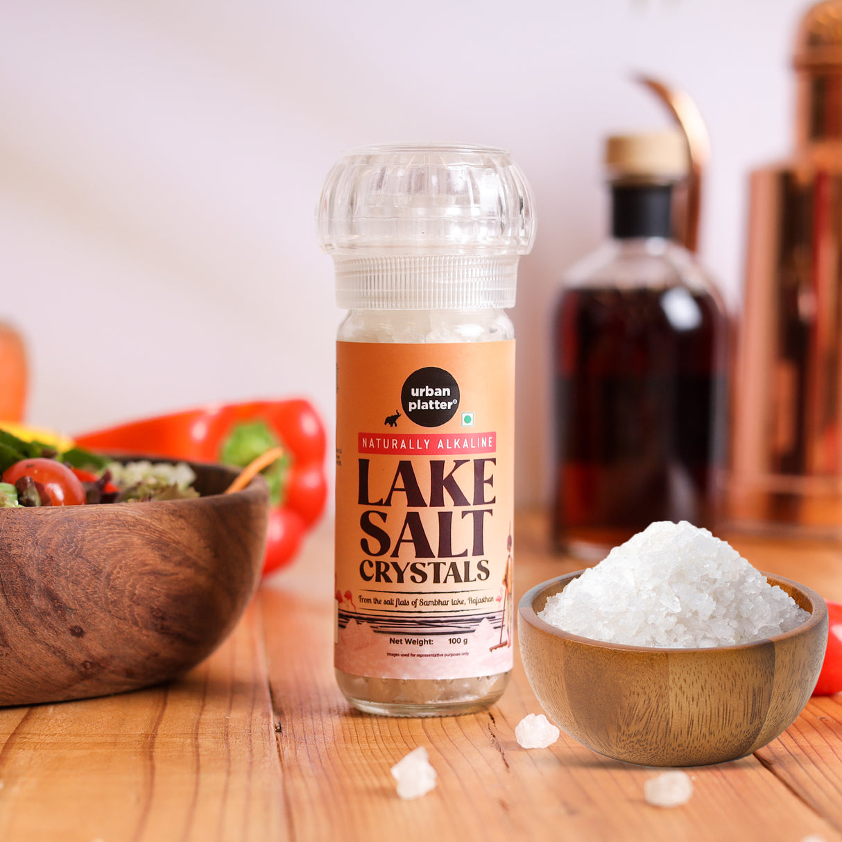 Urban Platter Lake Salt Crystals, 100g [Sourced from Sambhar Lake, Unrefined, Naturally Alkaline]