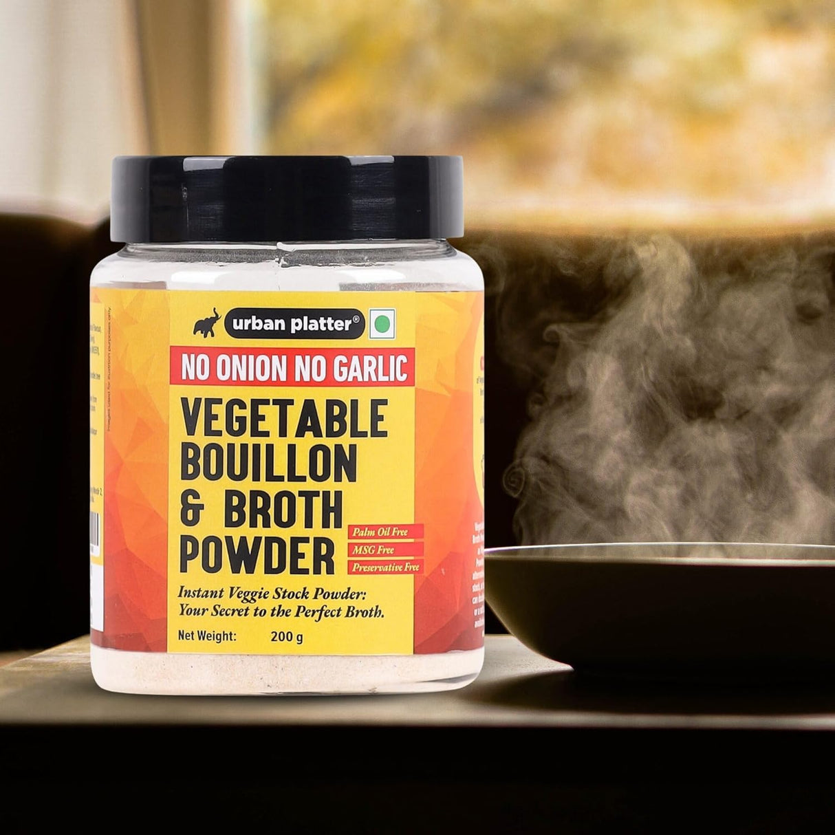 Urban Platter Vegetable Bouillon and Broth Powder, 200g (No Onion No Garlic, Plant-based Bouillon powder, Instant broth Powder, Umami-rich soups and stews).