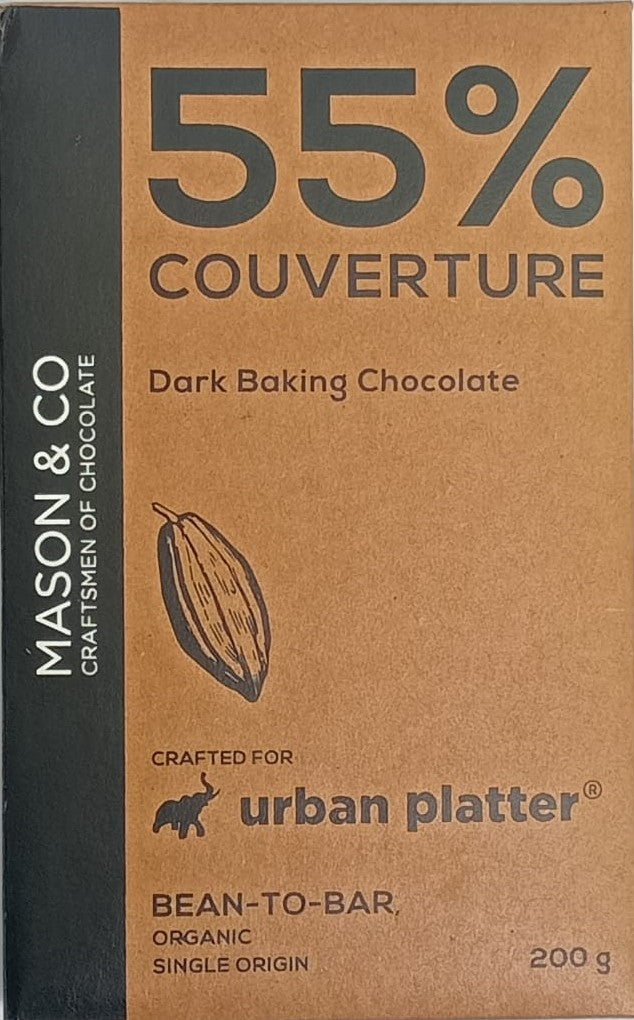 Urban Platter 55% Dark Chocolate Baking Couverture, 200g [Crafted By Mason & Co. Single Origin, Bean To Bar]