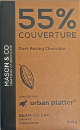 Urban Platter 55% Dark Chocolate Baking Couverture, 200g [Crafted By Mason & Co. Single Origin, Bean To Bar]