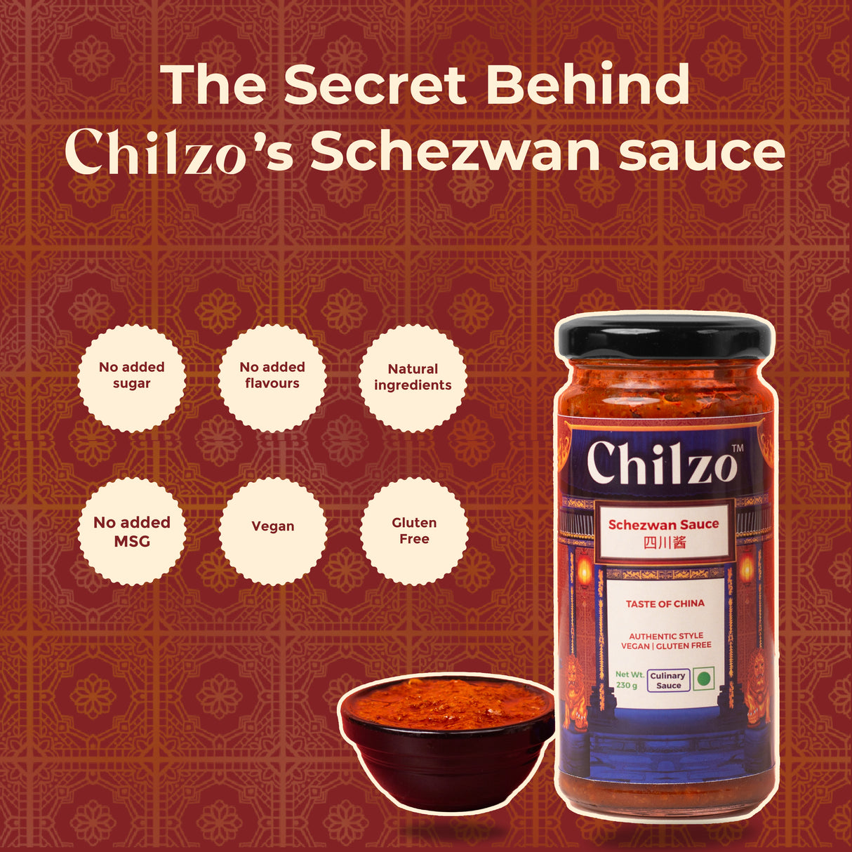 Schezwan Sauce, 200g (No Added Sugar, No MSG, No Artificial Flavors/Colors, Made with Fresh Ingredients, Gluten Free)