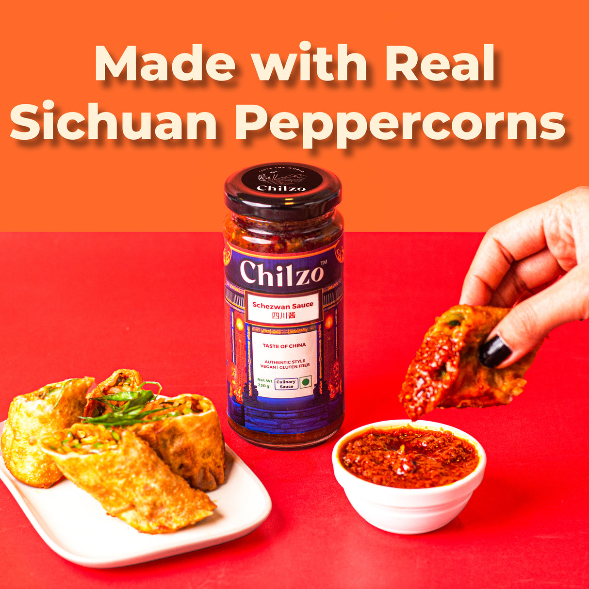 Schezwan Sauce, 200g (No Added Sugar, No MSG, No Artificial Flavors/Colors, Made with Fresh Ingredients, Gluten Free)