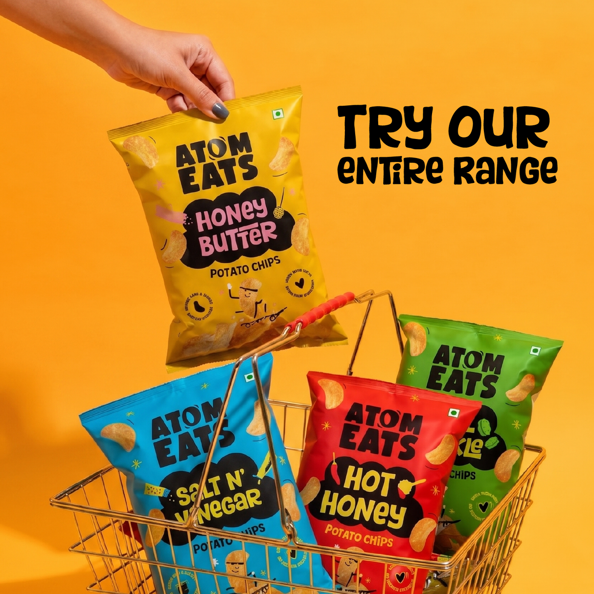 Atom Eats Honey Butter Potato Chips, 60g (Crispy Potato Chips, Sweet & Savoury Honey Butter Flavor, Rich & Crunchy Snack)