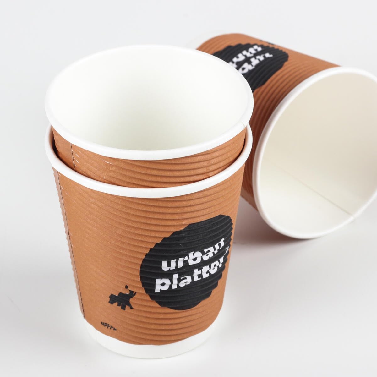 Urban Platter Double Wall Kraft Paper Brown Ripple Coffee Cups, 250ml (Food-Grade Paper / Perfect for Holding Hot Drinks / Pack of 25)