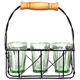 Urban Platter Cutting Chai Glasses with Stand, [Set of 6 Transparent glasses with Stand]