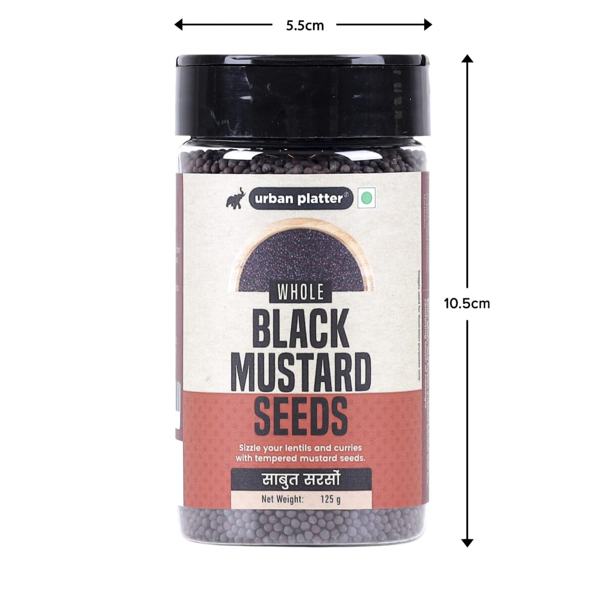 Urban Platter Whole Black Mustard Seeds, 125g (Rai | Sabut Sarson | Whole Spices | Indian Khada Masala)