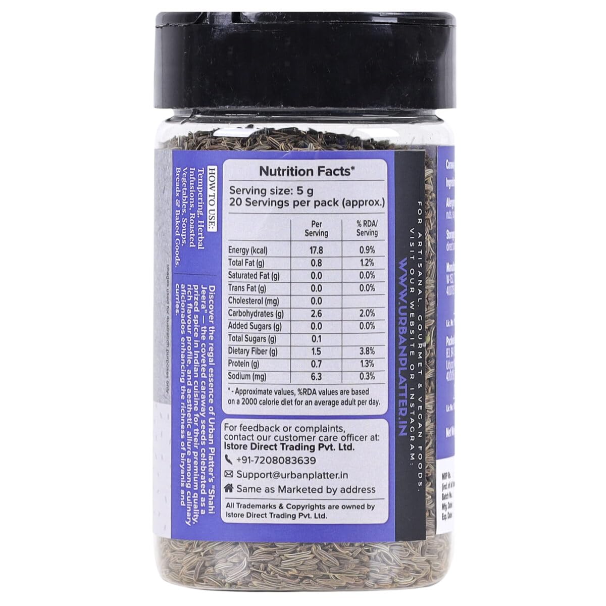Urban Platter Whole Shahi Jeera, 100g (Shahi Jeera | Whole spices | Caraway seeds | Indian Khada Masala)
