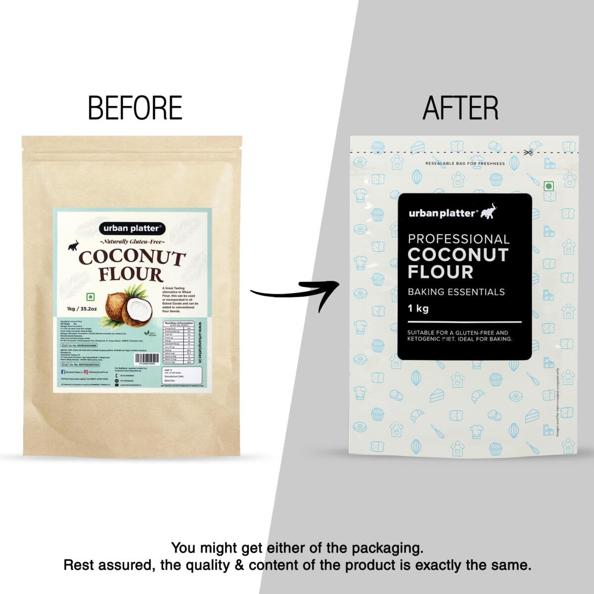 Urban Platter Coconut Flour, 1 Kg [Made with Coconuts from Tamil Nadu, Naturally Gluten-free, Fiber-rich, Paleo friendly, Perfect for baking, making cookies]