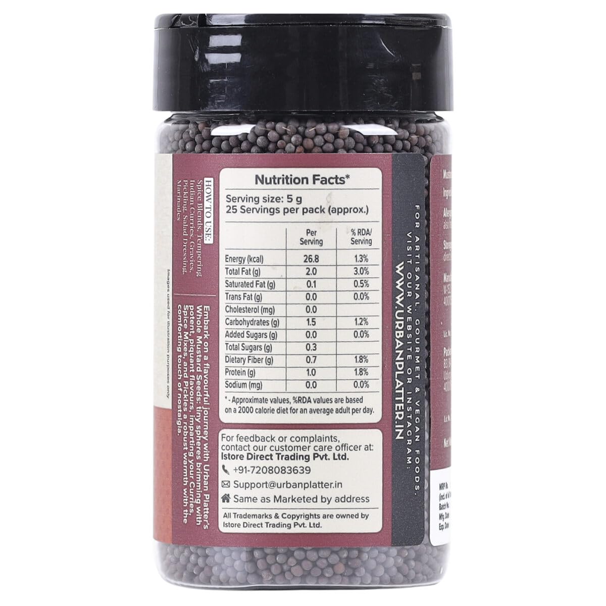 Urban Platter Whole Black Mustard Seeds, 125g (Rai | Sabut Sarson | Whole Spices | Indian Khada Masala)
