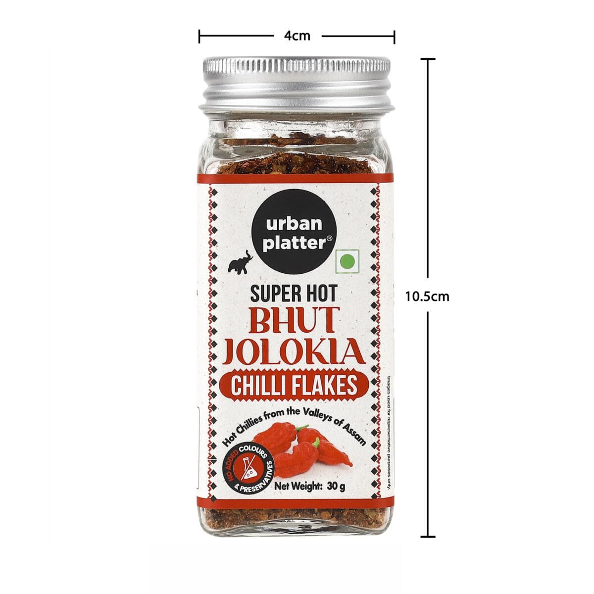 Urban Platter Bhut Jolokia Flakes, 30g (Ghost Pepper Chilli from the Valleys of Assam, Naga Chilli, Fiery & Hot, Sprinkle over pizzas, pasta, garlic bread, Use in stir-fries, noodles)