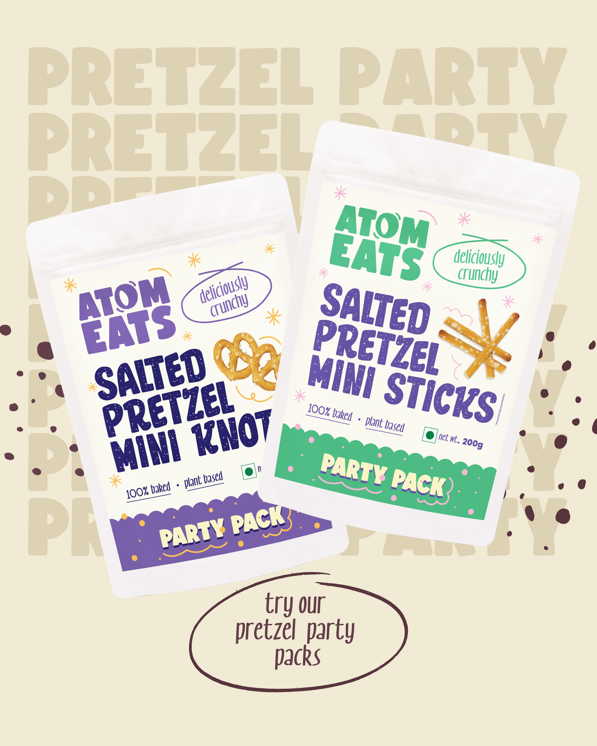 Atom Eats Salted Pretzel Mini Knots Party Pack, 200g