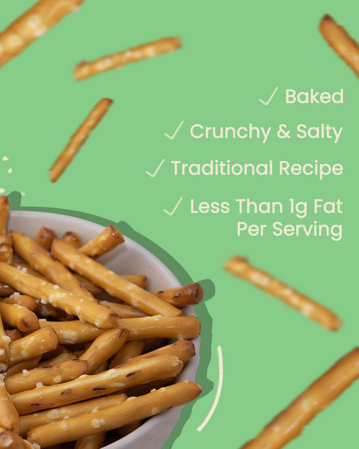 Atom Eats Salted Pretzel Mini Sticks, 30g