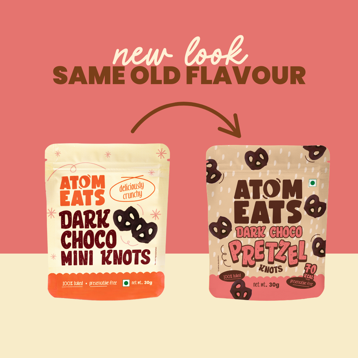 Atom Eats Dark Chocolate Dipped Pretzels, 30g