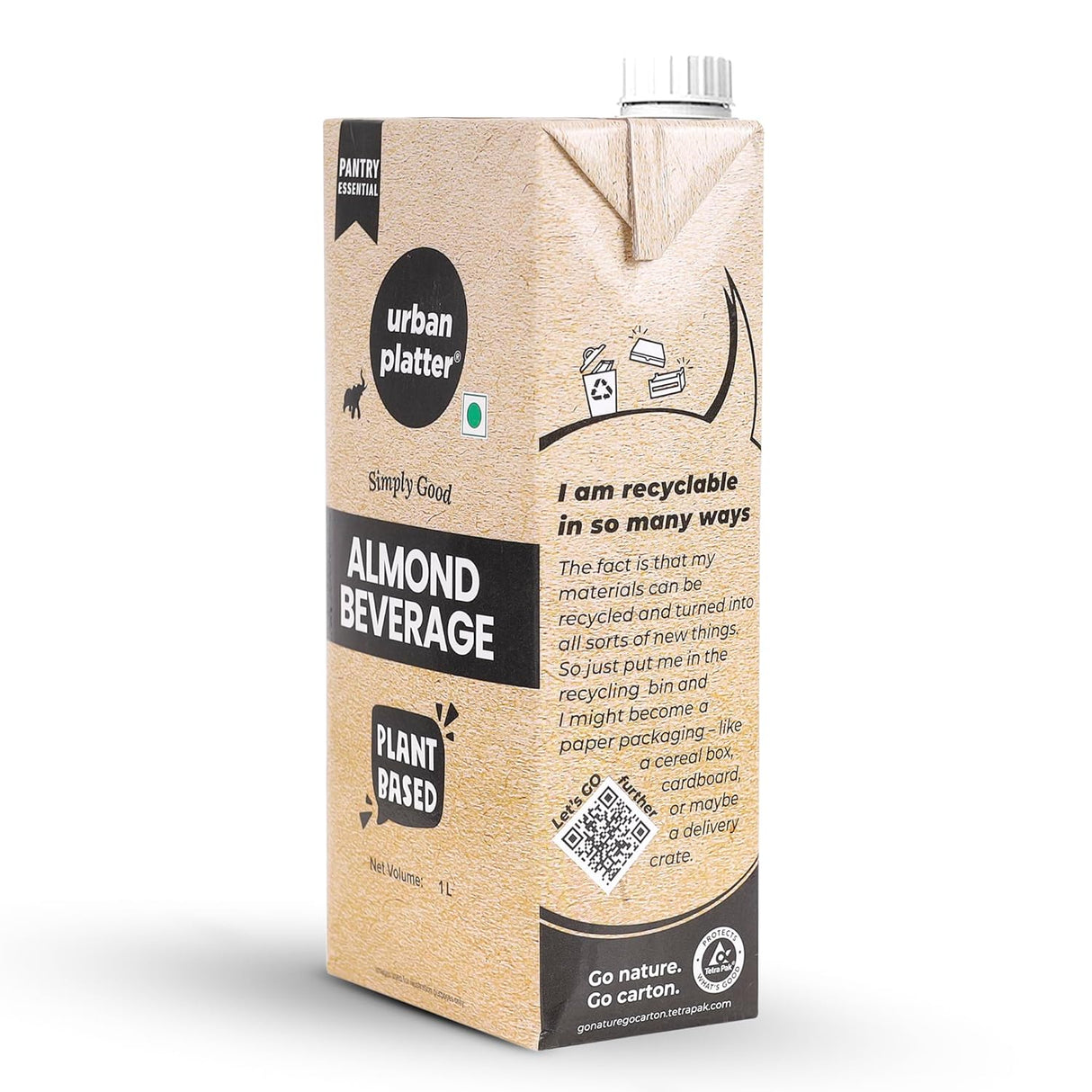 Urban Platter Almond Milk, 1 Litre, Pack of 6 (Unsweetened | Lactose-Free | Plant-Based Milk Alternative | Works Beautifully in Tea and Coffee)