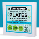 Urban Platter Bagasse Eco-friendly Disposable Round Plates with Compartments, [10 inches, Pack of 20]