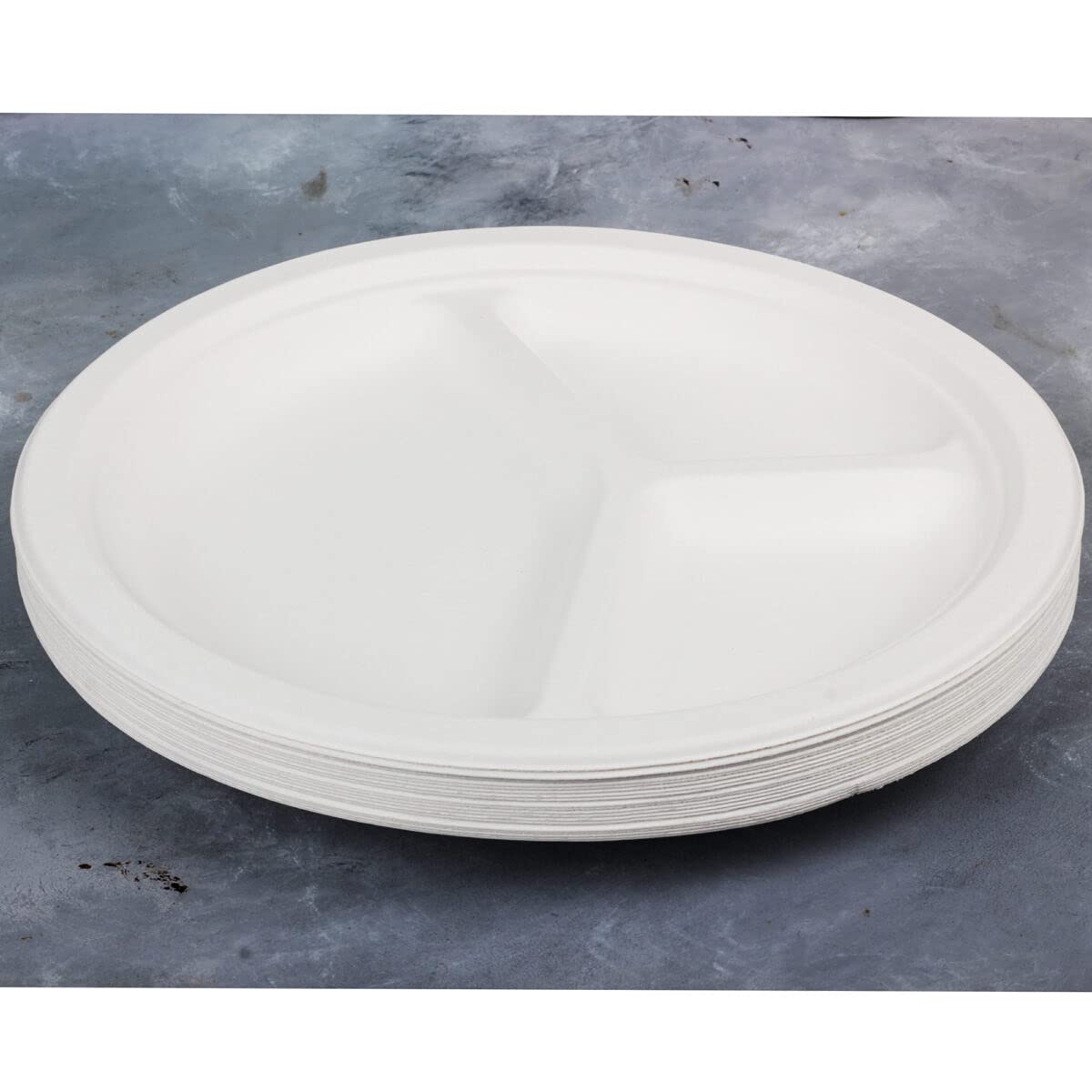 Urban Platter Bagasse Eco-friendly Disposable Round Plates with Compartments, [10 inches, Pack of 20]