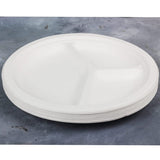 Urban Platter Bagasse Eco-friendly Disposable Round Plates with Compartments, [10 inches, Pack of 20]