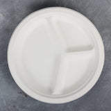 Urban Platter Bagasse Eco-friendly Disposable Round Plates with Compartments, [10 inches, Pack of 20]