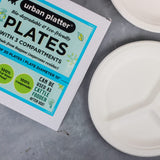 Urban Platter Bagasse Eco-friendly Disposable Round Plates with Compartments, [10 inches, Pack of 20]