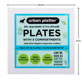 Urban Platter Bagasse Eco-friendly Disposable Round Plates with Compartments, [10 inches, Pack of 20]