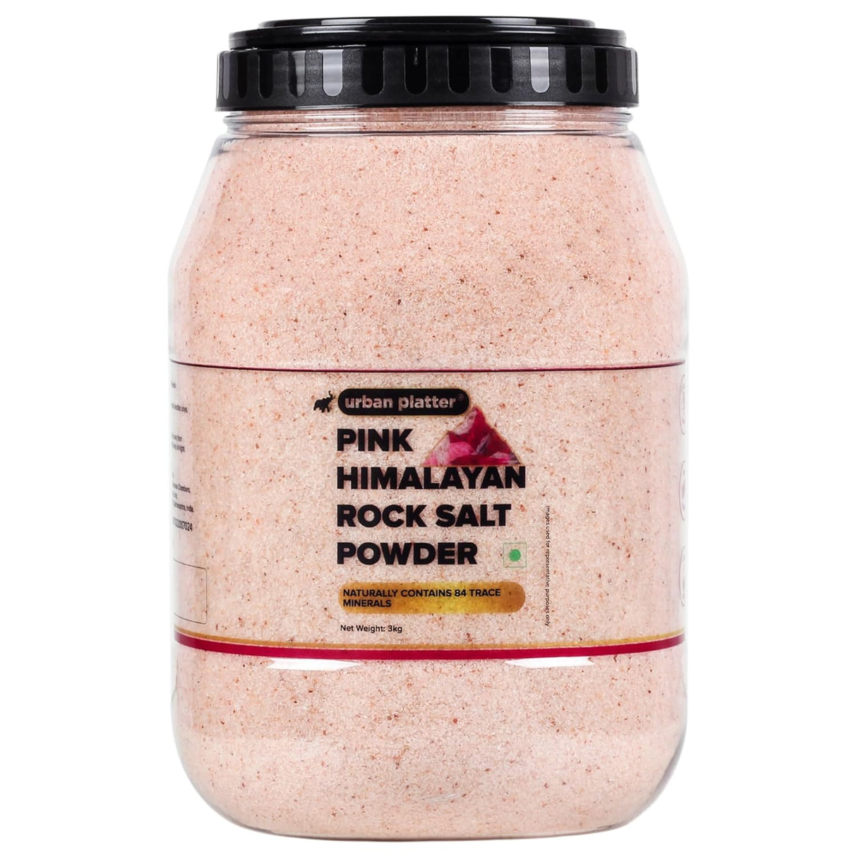 Urban Platter Pink Himalayan Rock Salt Powder, 3kg (Unrefined | Additive Free | 100% Pink Rock | Sendha | PET Jar)