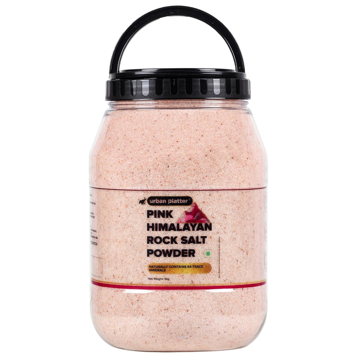 Urban Platter Pink Himalayan Rock Salt Powder, 3kg (Unrefined | Additive Free | 100% Pink Rock | Sendha | PET Jar)
